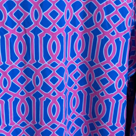 Lulu B 3/4 sleeve travel dress XL hot pink geometric "sea knot" pattern - Picture 3 of 8